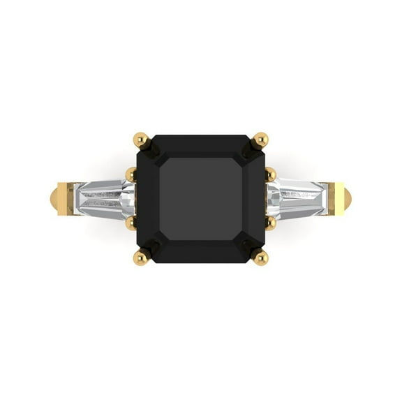 Three-Stone Engagement Ring for Women - 3ct Natural Onyx in 18K Yellow Gold Promise Ring