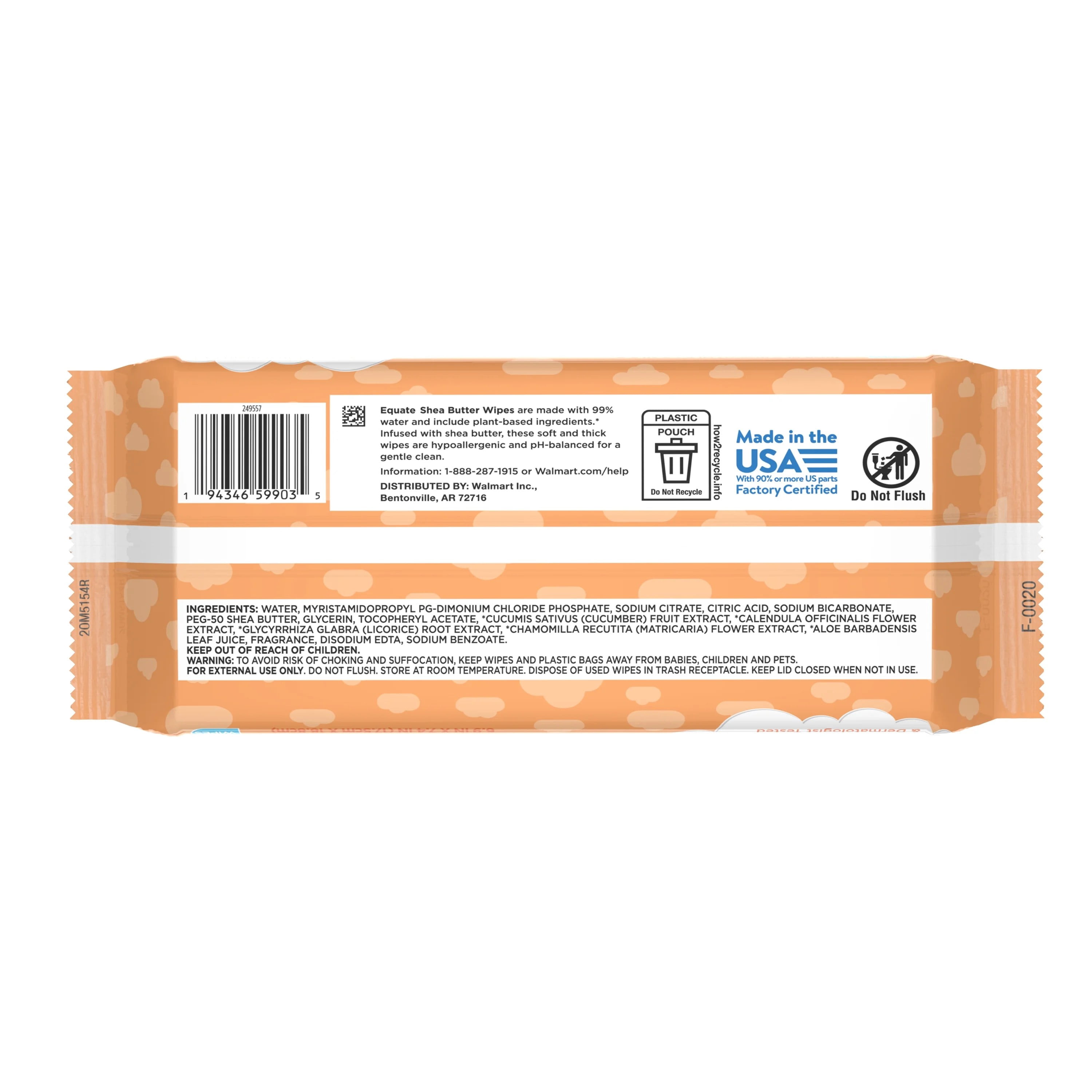 Equate Shea Butter Baby Wipes, 80 Count
