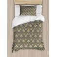 thumbnail image 1 of Vintage Twin Size Duvet Cover Set, Traditional Pattern Classic Rich Ornaments on Grey Symmetric Royal Motifs, Decorative 2 Piece Bedding Set with 1 Pillow Sham, Grey Gold and Pearl, by Ambesonne, 1 of 3