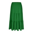 thumbnail image 6 of qolati Womens Boho Flowy Maxi Skirts Elegant Flared Ruffle Hem Tiered Beach Vacation Skirt Elastic High Waisted Summer Fall A Line Long Skirts Green S, 6 of 8