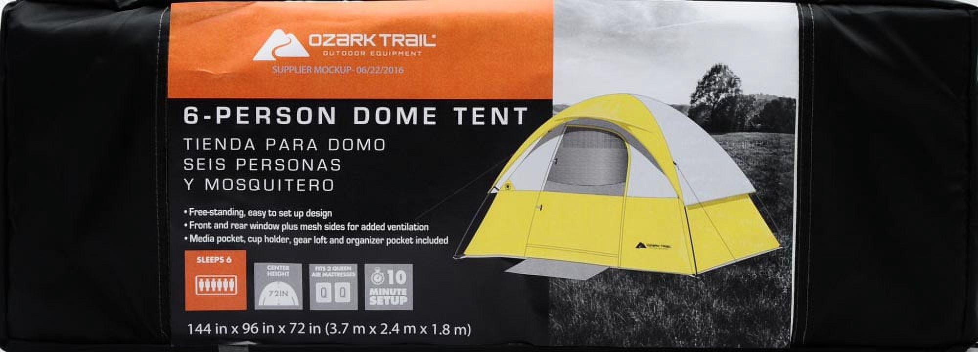 Ozark Trail 12' x 8' Dome Camping Tent with Roll Fly Back, Sleeps 6