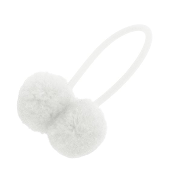 Unique Bargains 1 Pc Children Pompon Hair Elastic Band White