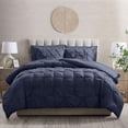 thumbnail image 4 of LammaLoe Twin Comforter Sets, 5 Piece Bed In A Bag Pintuck Bedding Sets, Navy, 4 of 4