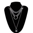 thumbnail image 4 of Choker Collar Lock Gothic Necklace Punk Goth Jewelry Harajuku Style Black Chocker Emo Grunge Aesthetic Accessories, 4 of 5