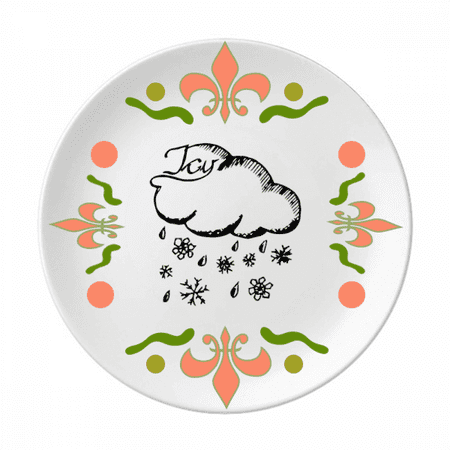 

Snowflake Cloudy Hand Painted Pattern Flower Ceramics Plate Tableware Dinner Dish