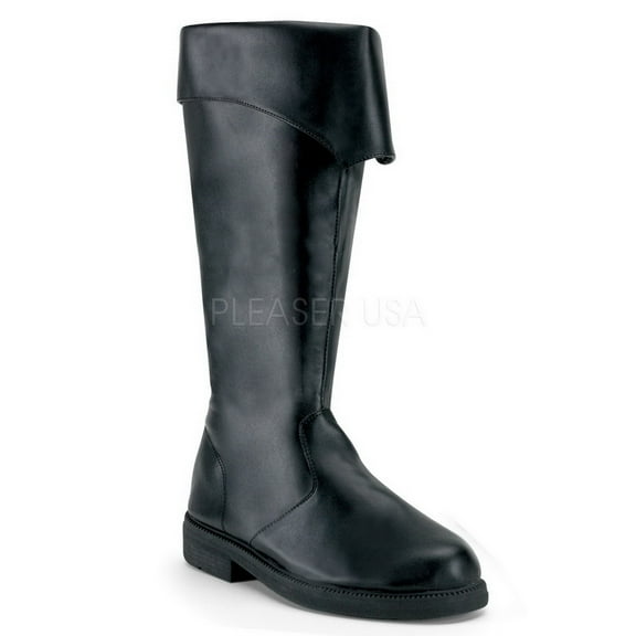 Funtasma CAPTAIN-105 - 1" Heel, Blk Pu Pirate Boot-Blk Pu-XL