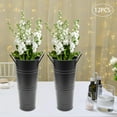 thumbnail image 5 of 12 Pcs Galvanized Metal Flower Buckets, 9 Inch Wedding Flower Display Bucket Modern Round Vases for Centerpieces Display, Decorative Metal Vases for Table Home Wedding Decorations (Black), 5 of 18