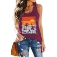 thumbnail image 2 of haizhen Racerback Tank Tops for Women Loose Fit Evening Sun Palm Tree Printed Sleeveless Athletic Running Vest Casual Summer Workout Clothes Purple, S, 2 of 5
