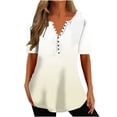 thumbnail image 2 of Qiopertar Blouse d'Été Décontractée à Col en V pour Femmes, Manches Courtes, Boutons, en Solde à Moins de 5$, 2 of 5