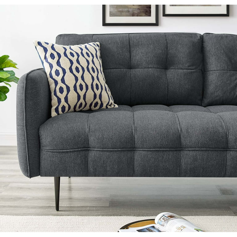 Tufted Sofa Fabric Dark Grey Gray