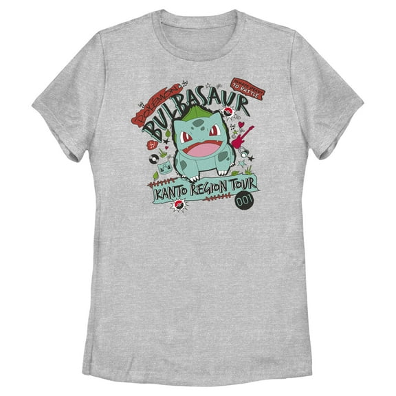 Women's Pokemon Bulbasaur Kanto Tour  Graphic Tee Athletic Heather Medium