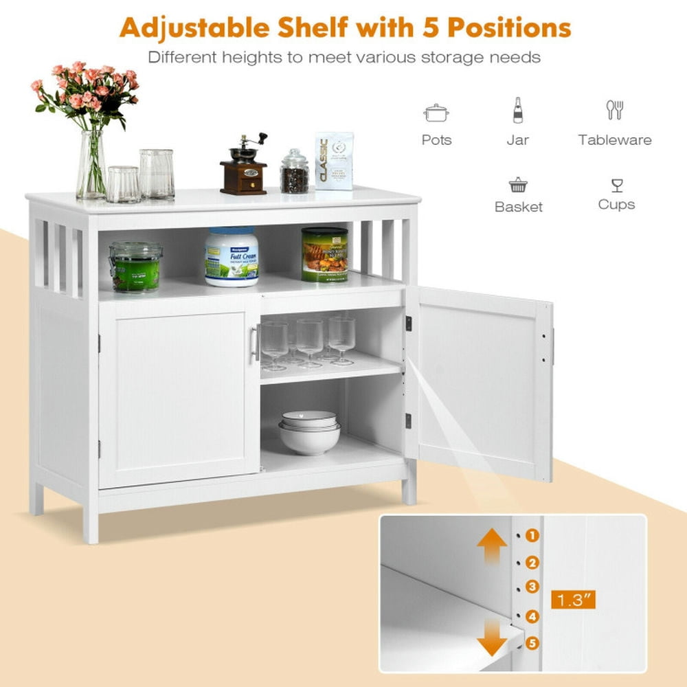 Finihen Kitchen Storage Cabinet, Buffet Sideboard, Kitchen Buffet Server Sideboard Storage Cabinet with 2 Doors and Shelf, for Dining Room, Kitchen, Living Room, White Finihen Kitchen Storage Cabinet, Buffet Sideboard, Kitchen Buffet Server Sideboard Storage Cabinet with 2 Doors and Shelf, for Dining Room, Kitchen, Living Room, White