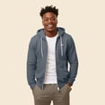 thumbnail image 3 of Dalix Flamingo Embroidered Zip Hoodie Fleece Long Sleeve Pocket Warm Soft Mens in Steel Blue L Large, 3 of 5