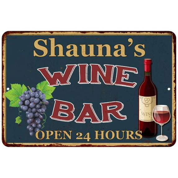 Shauna's Green Wine Bar Sign Wall Decor 8 x 12 High Gloss Metal 208120043581