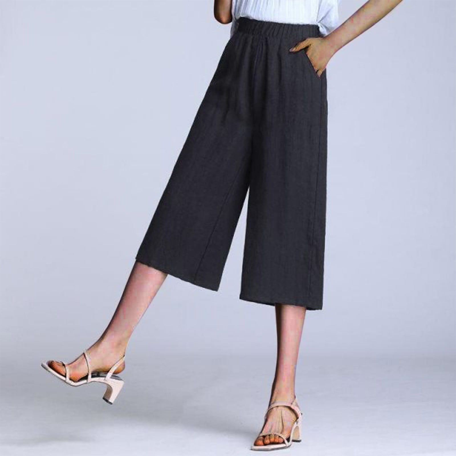 Gray Full Size Wide Leg Capris Jeans Pants for Women