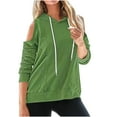 thumbnail image 2 of QUINDOS Hoodies for Women Cold SHoulder Sweatshirts for Women Plus Size Casual Long Sleeve Plain Crew Neck Pullover Tops, 2 of 5