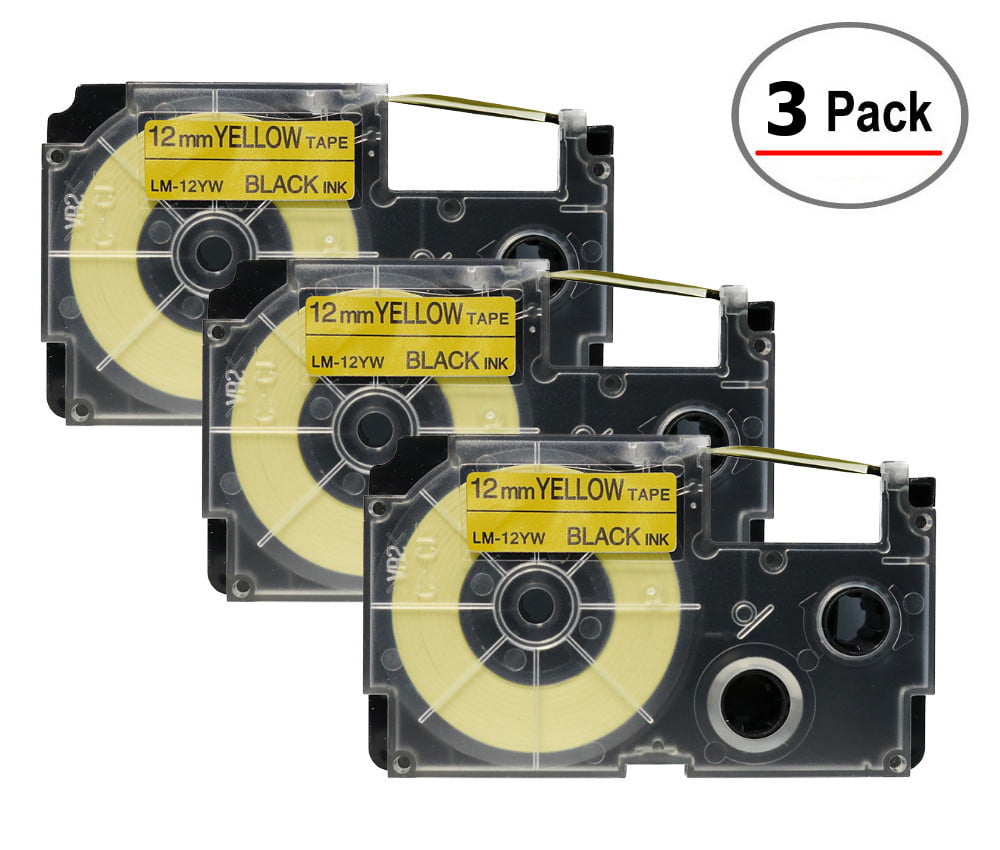2PK XR-12WE for CASIO Label Tape Black on White 12mm 1/2'' KL-100 KL120 KL430 
