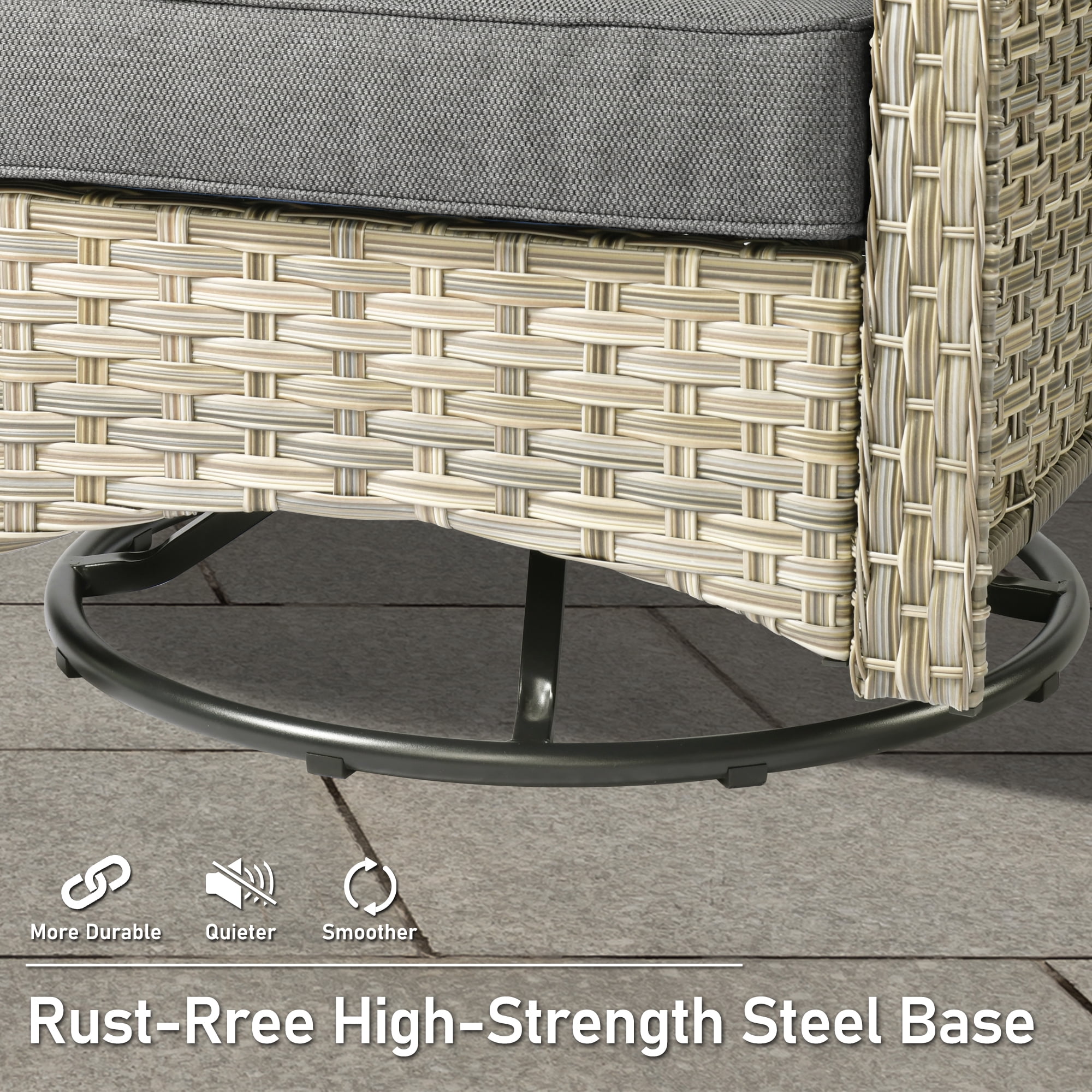 XIZZI Outdoor Furniture Patio Furniture Set 5 Piece Patio Conversation Set with Solar Coffee Table,Swivel Rocking Chair,Side Table-Dark Grey