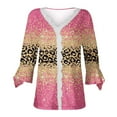 thumbnail image 4 of Dyegold Blouses For Women Dressy Casual 3/4 Flare Sleeve Lace Trim V Neck Floral Print Vintage Tunic Tops Loose Fit Shirts, 4 of 5