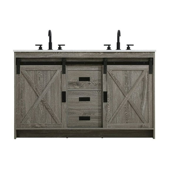Elegant Kitchen and Bath Austin 54 Inch Double Bathroom Vanity In Rustic Grey