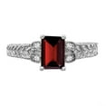 thumbnail image 5 of Solid 14k White Gold 7x5mm Emerald Cut Garnet January Red Gemstone Diamond Engagement Ring Size 8.5 (.04 cttw.), 5 of 6