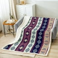 thumbnail image 2 of Rustic Southwestern Throw Blanket Throw 50"X60" Western Boho Aztec Fleece Blanket Exotic Bohemian Sherpa Blanket for Kids Adults Ethnic Tribal Geometric Triangle Fuzzy Blanket Purple Blue Mint Green, 2 of 6