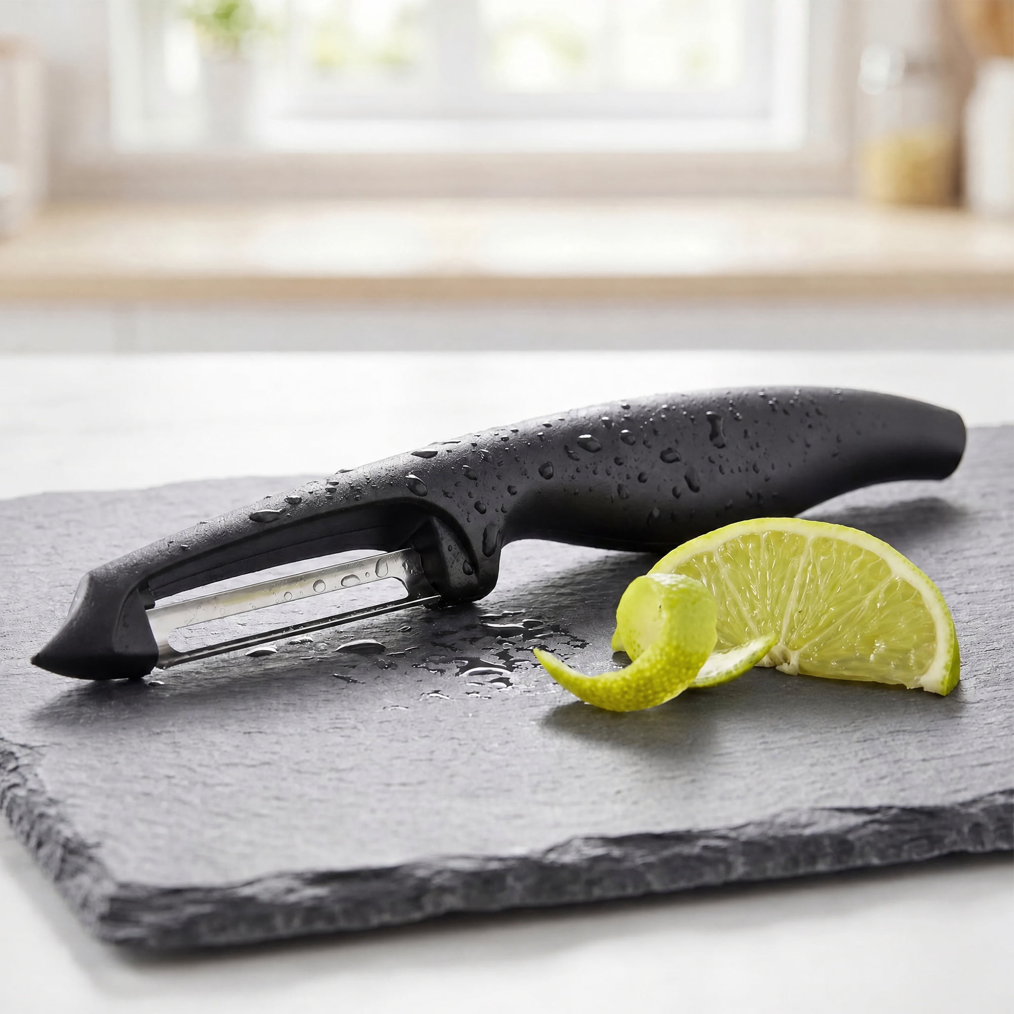 Unique Bargains Plastic Vegetable Peeler with Comfortable Ergonomic Handle Black 7.3x1 in