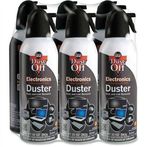 Falcon Dust-Off Compressed Gas Duster - Ozone-safe, Moisture-free - 6 / Pack - Black | Bundle of 5 Packs