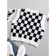 thumbnail image 2 of ZAFUL Women Leisure Ribbed Trim Checkered Crop Vest Sweater Multi S, 2 of 5