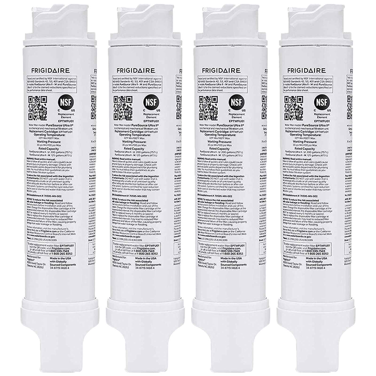 4 Pack Frigidaire EPTWFU01 Refrigerator Water Filter Trinidad and