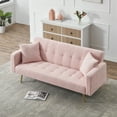 thumbnail image 4 of 71" W Teddy Convertible Futon Sofa Bed,Modern Upholstered Loveseat Sofa Couch for Living Room,Small Space,Pink, 4 of 8