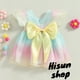 thumbnail image 2 of Hs-Vestido Casual De Princesa De Verano Para Niñas De Manga Corta Gradiente Arco Iris Con Lazo Decoración, 2 of 4