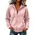 thumbnail image 2 of Zip Up Hoodies Womens Oversized Soft Comfy Layering Athletic Sweatshirts with Pockets Casual Track Jacket Drawstring Long Sleeve Sweatshirt, 2 of 7