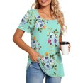 thumbnail image 2 of Camisetas informales de verano para mujer, cuello cuadrado, manga corta, túnica, blusas sueltas y cómodas OAVQHLG3B Store  lin121212, 2 of 4
