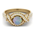 thumbnail image 1 of Bague Estate 6MM Opale Ronde en Argent Sterling 925 Or Vermeil pour Femmes Anniversaire, 1 of 4