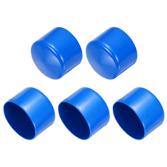 Uxcell 5Pcs Rubber End Caps 60mm(2.4 Inch) ID Vinyl Round Tube Bolt Cap Cover Screw Thread Protectors Blue
