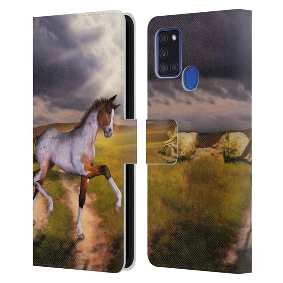 Head Case Designs Officially Licensed Simone Gatterwe Horses The Little Foal Leather Book Wallet Case Cover Compatible with Samsung Galaxy A21s (2020)