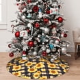 thumbnail image 5 of Lsque Vintage Black White Plaid Sunflowe Print Christmas Tree Skirt, Tree Skirt with Ties or Velcro, Perfect for Holiday Decorations, Halloween, and New Year-48", 5 of 7