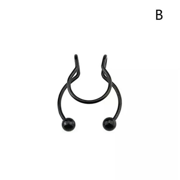 HOOUN Nose Hoop Ring Clicker Jewelry Gem Nose Clip Cuff Non Piercing Stud Nostril-qy@-B