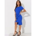 thumbnail image 2 of DARING DIVA Women's Tie Waist Work Office Sheath Dresses XS Royal Blue, 2 of 6