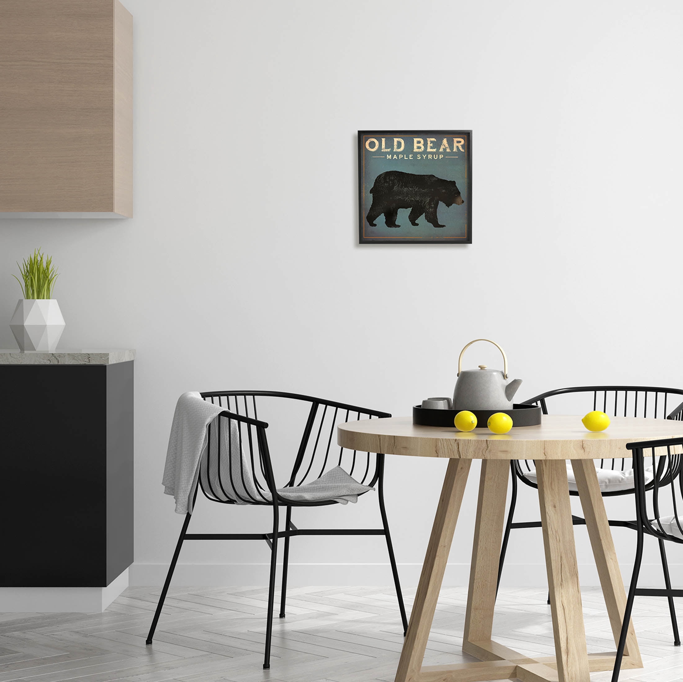Stupell Industries Vintage Bear Maple Syrup Graphic Art Black Framed Art Print Wall Art, Design by Ryan Fowler