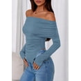 thumbnail image 3 of Remera PRETTYGARDEN Mujer Manga Larga Ajustada con Hombros Descubiertos - Azul, 3 of 9