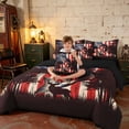 thumbnail image 3 of Manfei Retro Fishing Bass Fish Twin Bedding, American Flag Printed Bedding Comforter Set, Red Black White, Black Reversible 7-Piece, 3 of 6