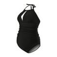thumbnail image 3 of Zanarzt Maternity One Piece Swimsuit Seamless Maternity Swimsuits V Neck Pregnancy Swimwear Maternity Bikini Black,L, 3 of 5