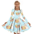 thumbnail image 6 of Girls Easter Bunny Egg Basket Print Long Sleeve A-Line Dress Sky Blue Kids Big Girl Spring Party Casual,Size 13-14 T, 6 of 7