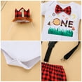 thumbnail image 6 of FYMNSI Baby Boy First Birthday Cake Smash Outfit Camping Theme Short Sleeve Romper+Diaper Cover Shorts+Y-Back Suspenders+Headband 4PCS Photo Shooting Clothes Red Plaid, 6 of 7