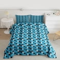 thumbnail image 2 of Feelyou Blue Square Abstract Queen Comforter Set, Pixel Grid Miners Bedding Set, 3pcs, 2 of 8