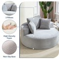 thumbnail image 5 of Aukfa Oversized Round Chaise Longue Chair Indoor, 56-inch Upholstered Corduroy Deep Seat Circle Cloud Sofa Chair, Gray, 5 of 8