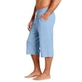 thumbnail image 4 of Nokdvo Men's Long Shorts Elastic Waist Drawstring Capri Shorts with Pockets Wide Leg Stretch Trousers Below Knee Baggy Summer Loose Fit Breathable Summer Pant,Light Blue XL, 4 of 6