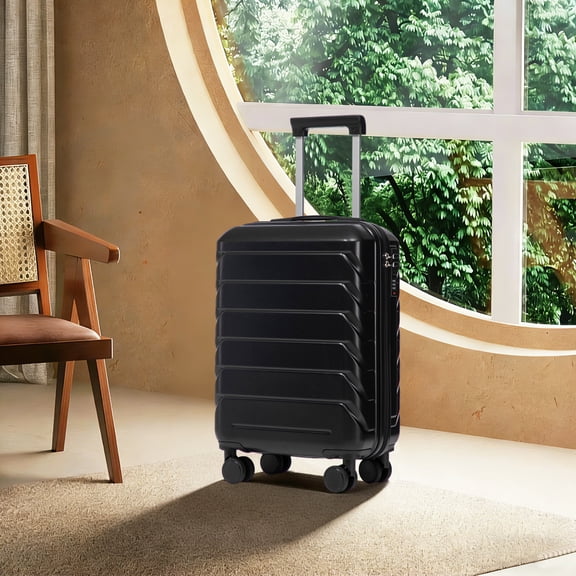 HomePerch 20 Inch Hardside Carry-On Luggage, Lightweight ABS Hard Shell Suitcase with TSA Combination Lock, 360° Spinner Wheels, Scratch-Resistant Travel Luggage for Business & Vacation, Black